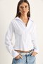 Women's White Corset Detailed Back Tie Zipper Shirt 4242 60286193