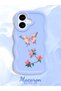 iPhone 17 Compatible Shockproof Simple Blue Silicone Phone Case Butterfly Pattern - 2