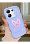 Redmi Note 13 4g Compatible Shockproof Simple Blue Silicone Phone Case Butterfly Pattern