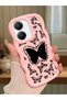 Poco X7 Pro Compatible Shockproof Simple Pink Silicone Phone Case Butterfly Pattern