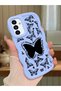 Samsung Galaxy A13 Compatible Shockproof Simple Blue Silicone Phone Case Butterfly Pattern