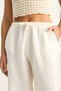 Women's Cream Lace-Up Elastic Waist Muslin Wide Leg Trousers Yp5502 60286190 - 7
