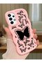 Samsung Galaxy A73 Compatible Shockproof Simple Pink Silicone Phone Case Butterfly Pattern