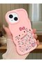 حافظة هاتف من السيليكون الوردي البسيط المقاوم للصدمات متوافقة مع هاتف iPhone 13 بنمط Hello Kitty