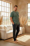 100% Cotton Short Sleeve Pocketed Plus Size Men's Pajama Set 2045 - 4