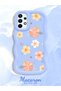 Samsung Galaxy A73 Compatible Shockproof Simple Blue Silicone Phone Case Cover Flower Pattern - 2