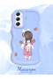 Samsung Galaxy A34 5g Compatible Shockproof Simple Blue Silicone Phone Case Girl Pattern - 2
