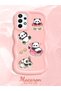 Simple Pink Silicone Phone Case Panda Pattern Compatible with Samsung Galaxy A73 Shockproof