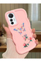 Xiaomi Mi 12 Lite Compatible Shockproof Simple Pink Silicone Phone Case Butterfly Pattern