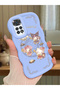 Simple Blue Silicone Phone Case Kitty Pattern Compatible with Redmi Note 11 Shockproof - 2