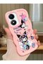 Vivo Y02S Compatible Shockproof Simple Pink Silicone Phone Case Kuromi Pattern