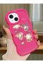Simple Red Silicone Phone Case Kitty Pattern Compatible with iPhone 13 Shockproof - 2