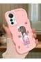 Xiaomi Mi 12 Lite Compatible Shockproof Simple Pink Silicone Phone Case Girl Pattern