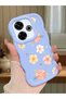 Redmi 13 Compatible Shockproof Simple Blue Silicone Phone Case Flower Pattern