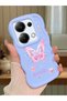Redmi Note 13 Pro 4g Compatible Shockproof Simple Blue Silicone Phone Case Butterfly Pattern