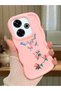 Xiaomi Redmi 13X Compatible Shockproof Simple Pink Silicone Phone Case Butterfly Pattern