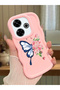Simple Pink Silicone Phone Case Butterfly Pattern Shockproof Compatible with Poco M6 - 2