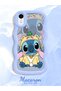 Simple Blue Silicone Phone Case Stitch Pattern Compatible with iPhone Xr Shockproof