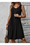 Women's Strappy Round Neck Front Pleated Short Aerobin Dress