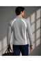 Men's Double Face Fabric Zippered Stand Collar Gray White Tracksuit Set - 7942 - 5