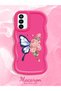 Simple Red Silicone Phone Case Butterfly Pattern Compatible with Samsung Galaxy M23 Shockproof