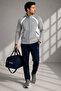 Men's Double Face Fabric Zippered Stand Collar Gray White Tracksuit Set - 7942 - 2