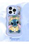 Shockproof Simple Blue Silicone Phone Case Stitch Pattern Compatible with iPhone 15 Pro