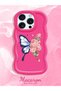 Shockproof Simple Red Silicone Phone Case Butterfly Pattern Compatible with iPhone 15 Pro