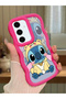 Simple Red Silicone Phone Case Stitch Pattern Compatible with Samsung Galaxy S24 Fe Shockproof - 2