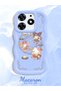 Simple Blue Silicone Phone Case Kitty Pattern Compatible with Tecno Spark 10 Pro Shockproof
