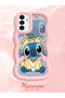 Simple Pink Silicone Phone Case Stitch Pattern Compatible with Samsung Galaxy A13 Shockproof