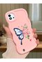 Simple Pink Silicone Phone Case Butterfly Pattern Shockproof Compatible with Realme C20 - 2
