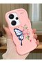 Shockproof Simple Pink Silicone Phone Case Butterfly Pattern Compatible with Redmi Note 13 Pro Plus 5g - 2