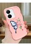 Simple Pink Silicone Phone Case Butterfly Pattern Shockproof Compatible with Vivo Y27 - 2