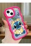 Simple Red Silicone Phone Case Stitch Pattern Compatible with iPhone 15 Plus Shockproof - 2