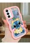 Simple Pink Silicone Phone Case Stitch Pattern Compatible with Samsung Galaxy A14 Shockproof - 2