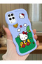 Simple Blue Silicone Phone Case Compatible with Samsung Galaxy A12 Hello Kitty Pattern Shockproof - 2