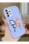 Simple Blue Silicone Phone Case Butterfly Pattern Compatible with Samsung Galaxy A73 Shockproof - 2