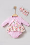 Spring Flowers Patterned Bandana Baby Girl Romper