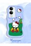 Simple Blue Silicone Phone Case Hello Kitty Pattern Compatible with Vivo Y19E Shockproof