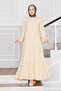 Buttoned Front Layered Hijab Dress Beige