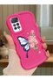 Simple Red Silicone Phone Case Butterfly Pattern Shockproof Compatible with Redmi Note 11 Pro 5g - 2