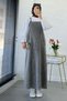 Long Denim Jeans Salopet Gilet Dress - Gray - 2