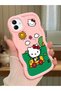 Simple Pink Silicone Phone Case Hello Kitty Pattern Compatible with Samsung Galaxy A04 Shockproof - 2
