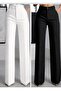 Women's White Black 2-Piece High Waist Loose Cut Pants