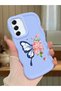 Simple Blue Silicone Phone Case Butterfly Pattern Compatible with Samsung Galaxy S21 Fe Shockproof - 2