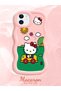 Simple Pink Silicone Phone Case Compatible with iPhone 12 Shockproof Hello Kitty Pattern