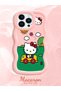 Simple Pink Silicone Phone Case Compatible with iPhone 13 Pro Max Hello Kitty Pattern Shockproof