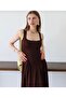 Women's Square Neck Thick Strap Design Dress - 4