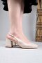 Tuln Laser Open Back Heeled Shoes Beige - 5